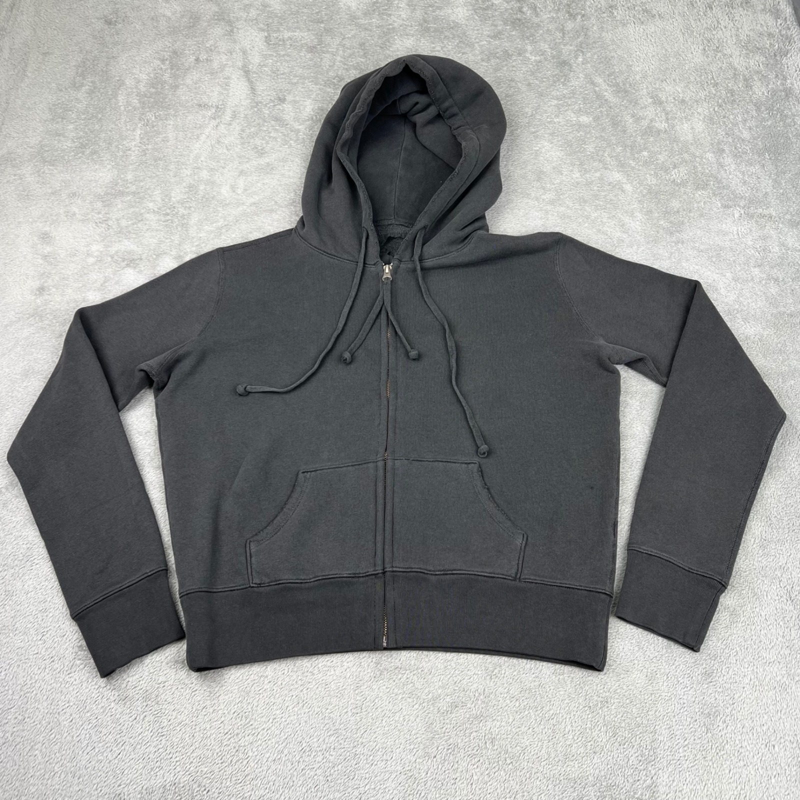 Nili Lotan Xs/S Gray 100% Cotton Distressed Full Zip Hoodie Usa Flaw